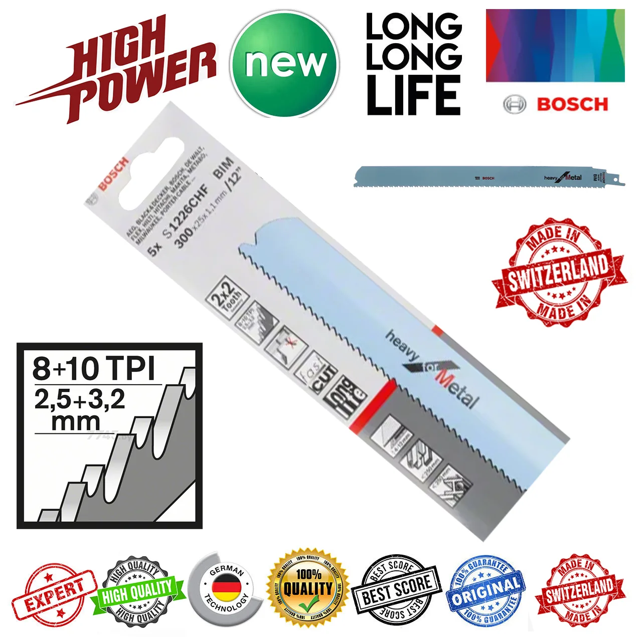 تیغ اره افقی بر بوش مدل فولاد بر Heavy metal S1226CHF