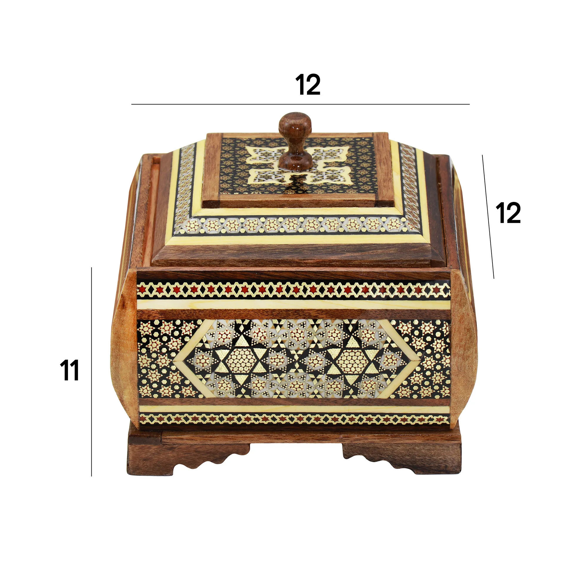 شکلات خوری خاتم کاری چوبی فرازهنر مدل توپی کد 12