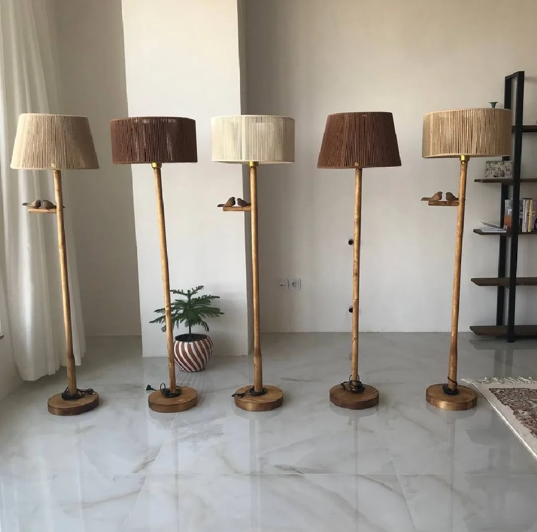 آباژور مدل ایستاده دست‌ساز چوبی بوهونست طرح پرنده کد TO-M