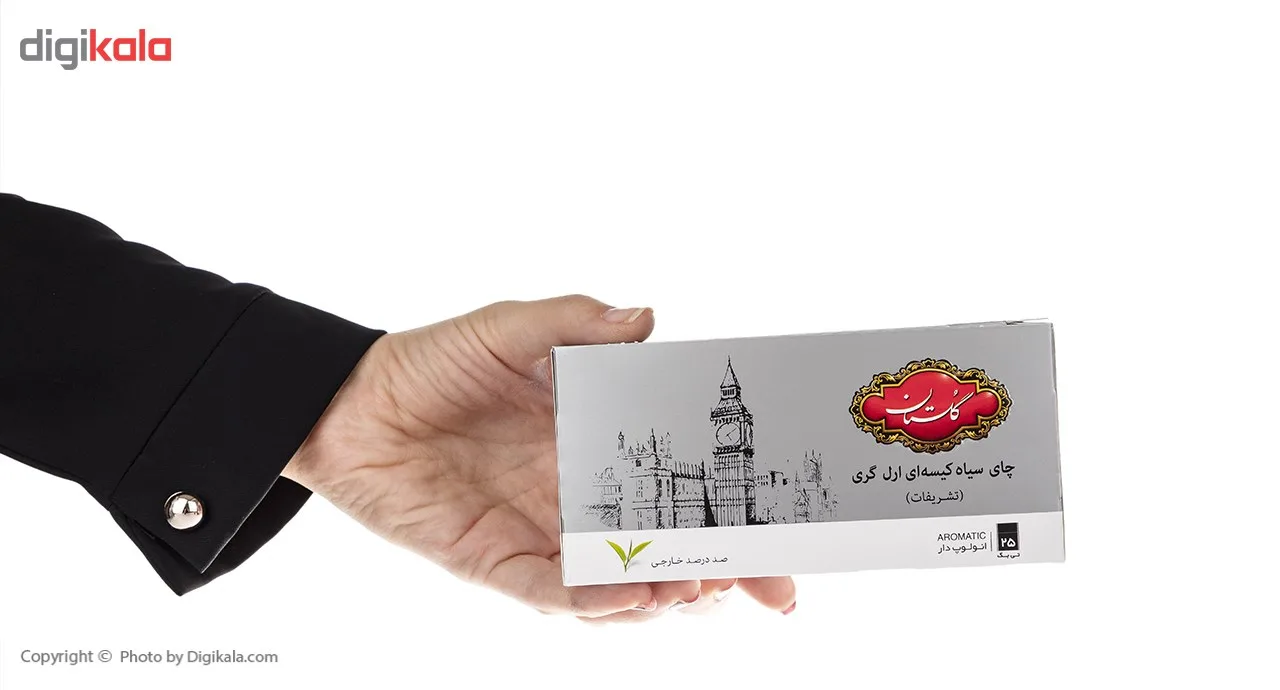چای سیاه کیسه ای گلستان ارل گری تشریفات پک 25 عددی