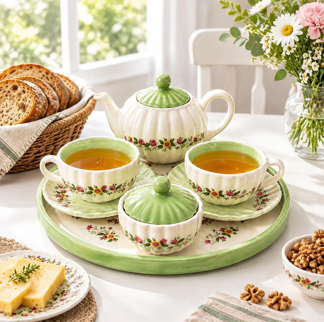 سرویس چای خوری ۷ پارچه ۲ نفره مدل روژان کد 101
