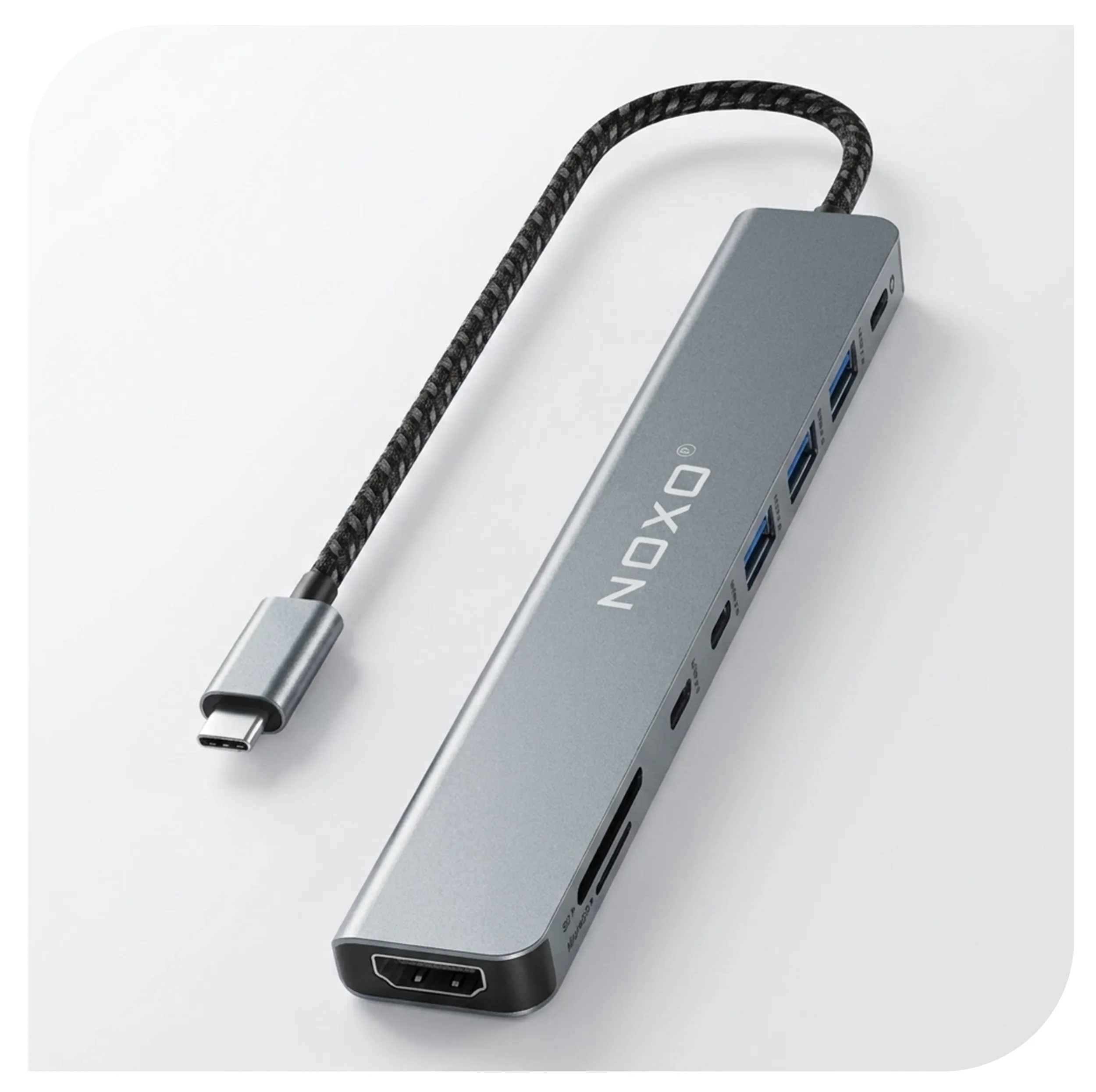 هاب 9 پورت USB-C نوکسو مدل HUB-N1 9in1 با پشتیبانی شارژ PD 100 وات، HDMI 4K، USB 3.0 و کارتخوان SD/TF