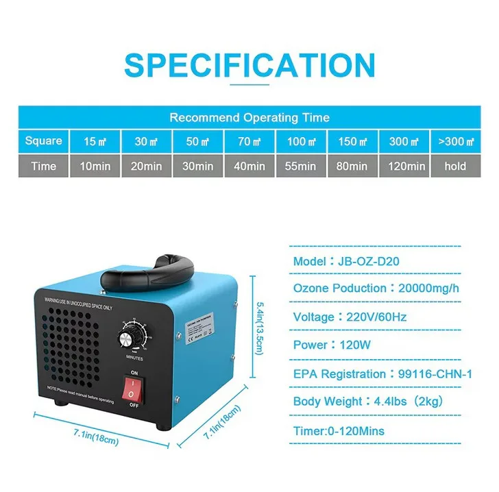 دستگاه ازن ساز مدل JB-OZ-D20-20000