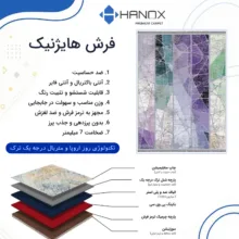 فرش ماشینی 1000 شانه هانوکس زمینه بنفش حاشیه چند رنگ مدل مینیمال کد HANM.0023.1