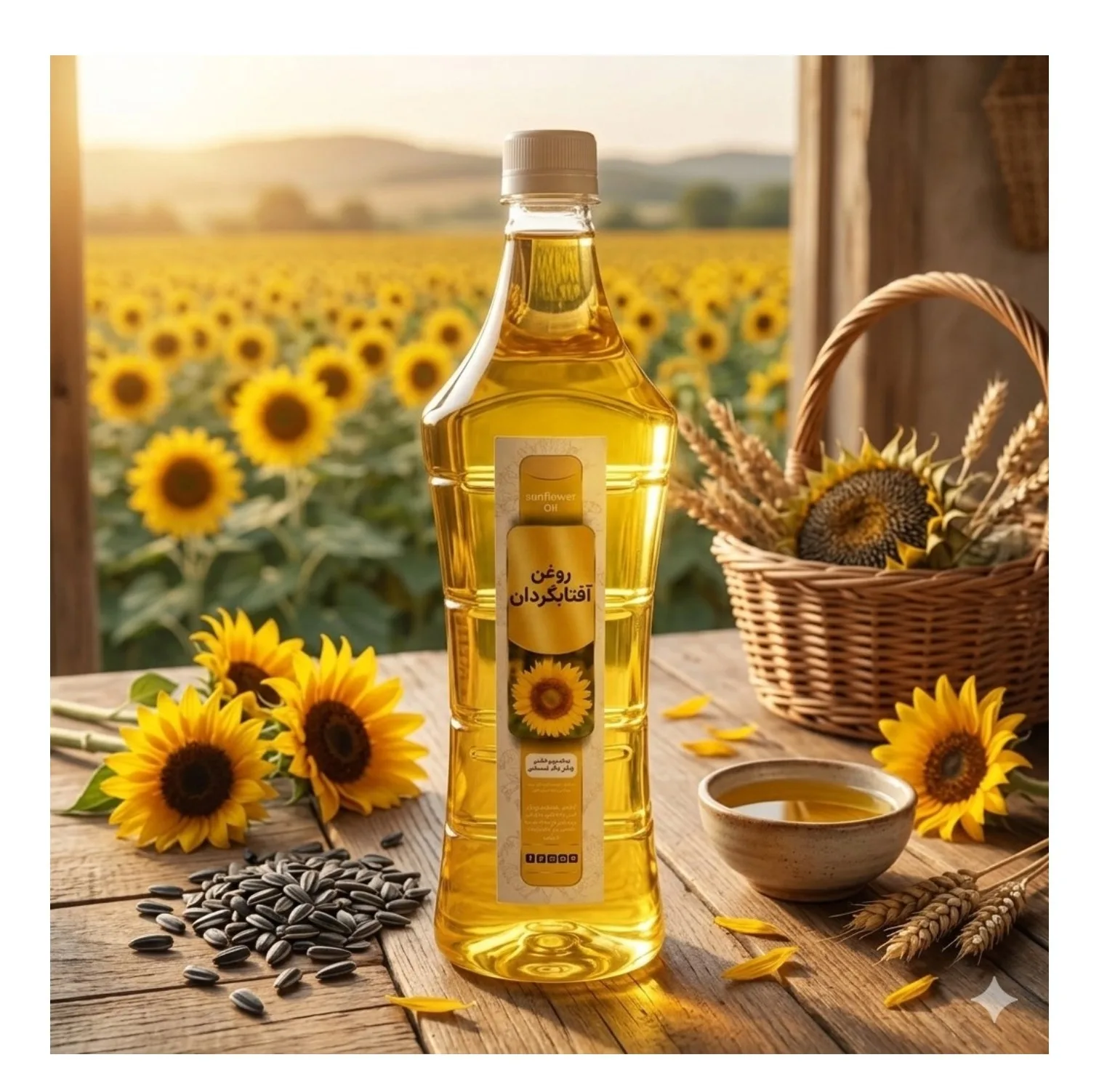 روغن آفتابگردان مایع - ۱ لیتر بسته دو عددی
