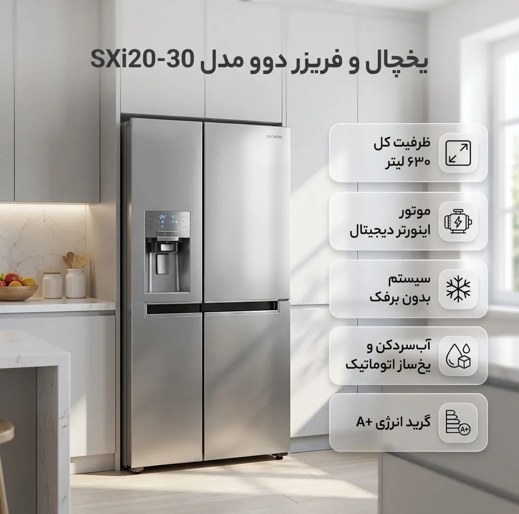 یخچال فریزر ساید بای ساید 32 فوت دوو مدل SXi20-30