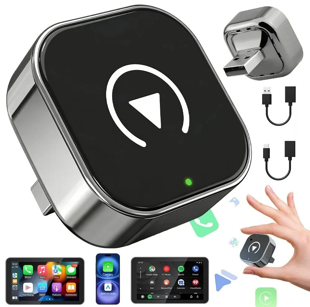 کارپلی و اندروید اتو مدل CP/AA-Wifi Box به همراه مبدل USB به USB-C و مبدل USB