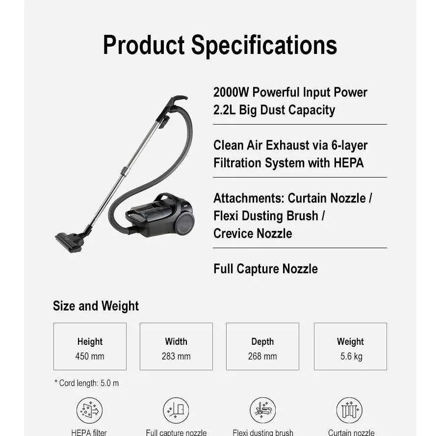 جاروبرقی 2000 وات پاناسونیک مدل MC-CL605