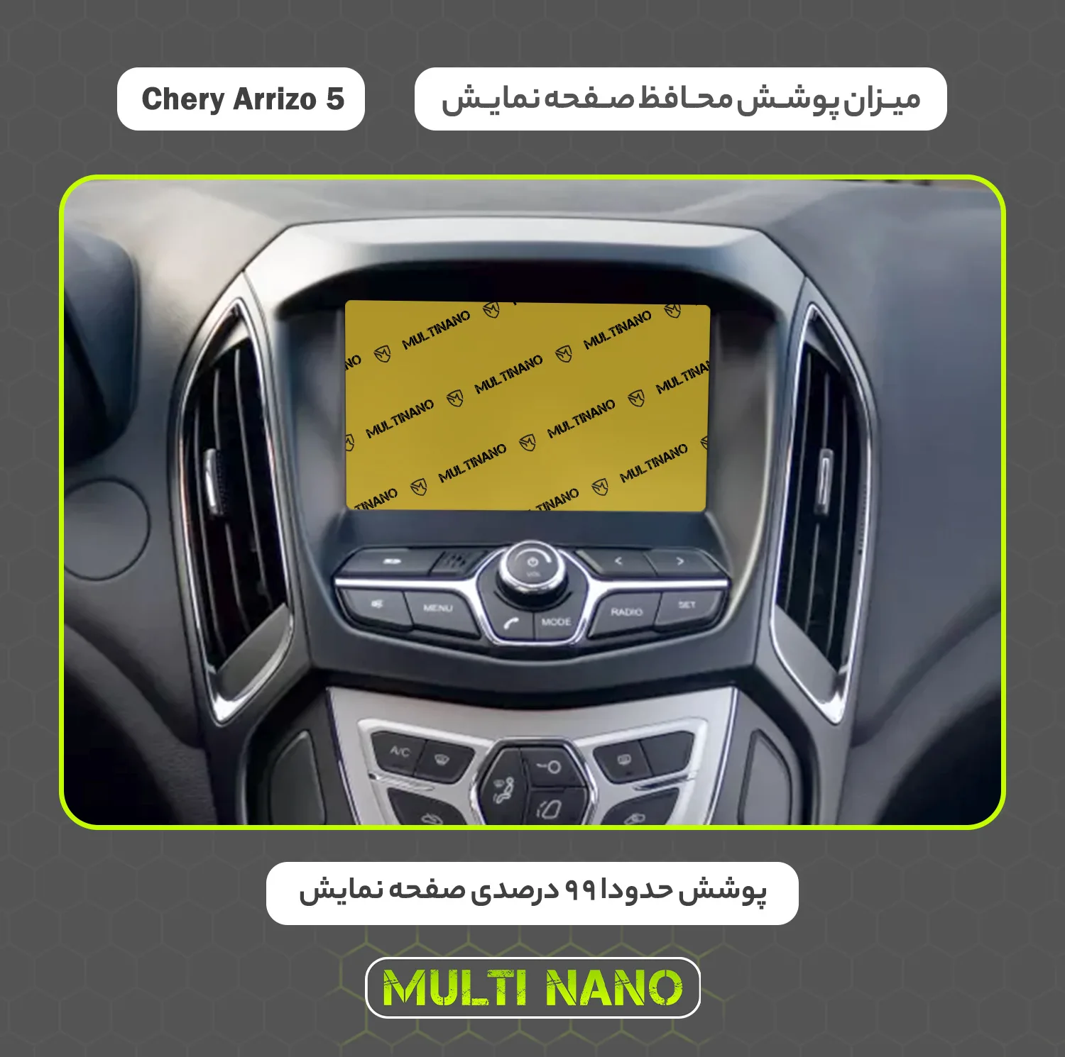 محافظ صفحه نمایش خودرو مولتی نانو مدل X-S2N مناسب برای چری Arrizo 5 بسته دو عددی