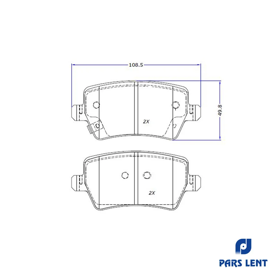 لنت ترمز دیسکی عقب خودرو لنت پارس کد 2-80196 دو جفت مناسب برای فونیکس FX پریمیوم