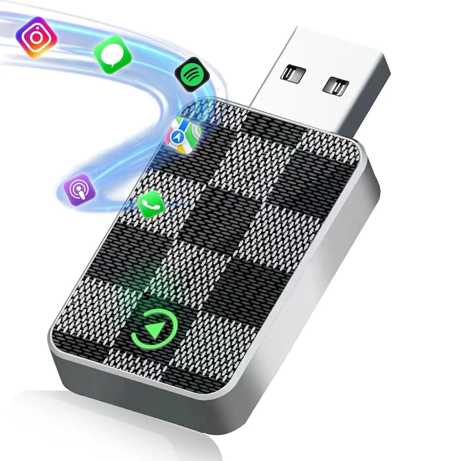 کارپلی و اندروید اتو مدل Wireless CarPlay/Android Auto به همراه مبدل USB به USB-C و کابل افزایش طول USB
