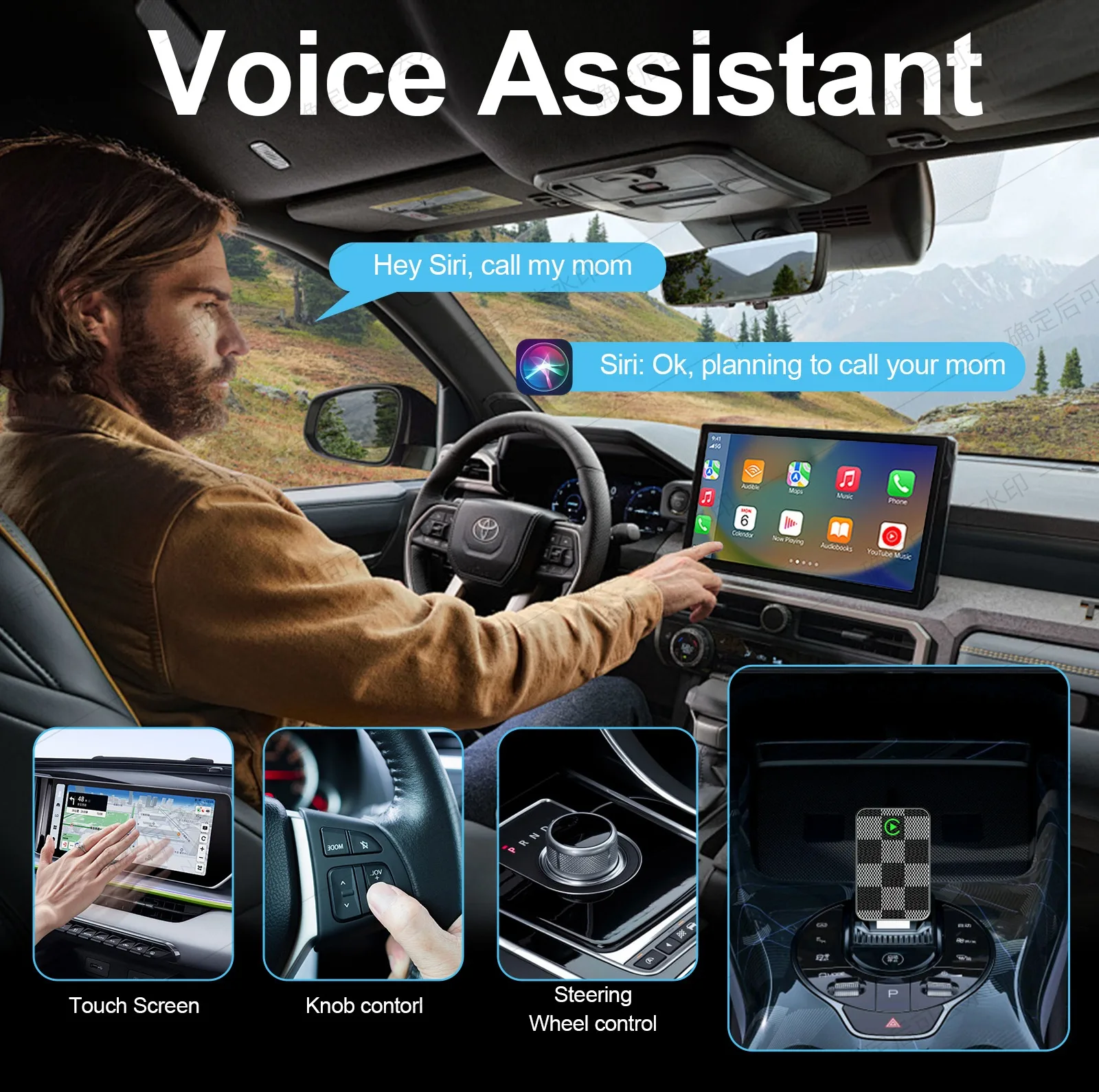 کارپلی و اندروید اتو مدل Wireless CarPlay/Android Auto به همراه مبدل USB به USB-C و کابل افزایش طول USB