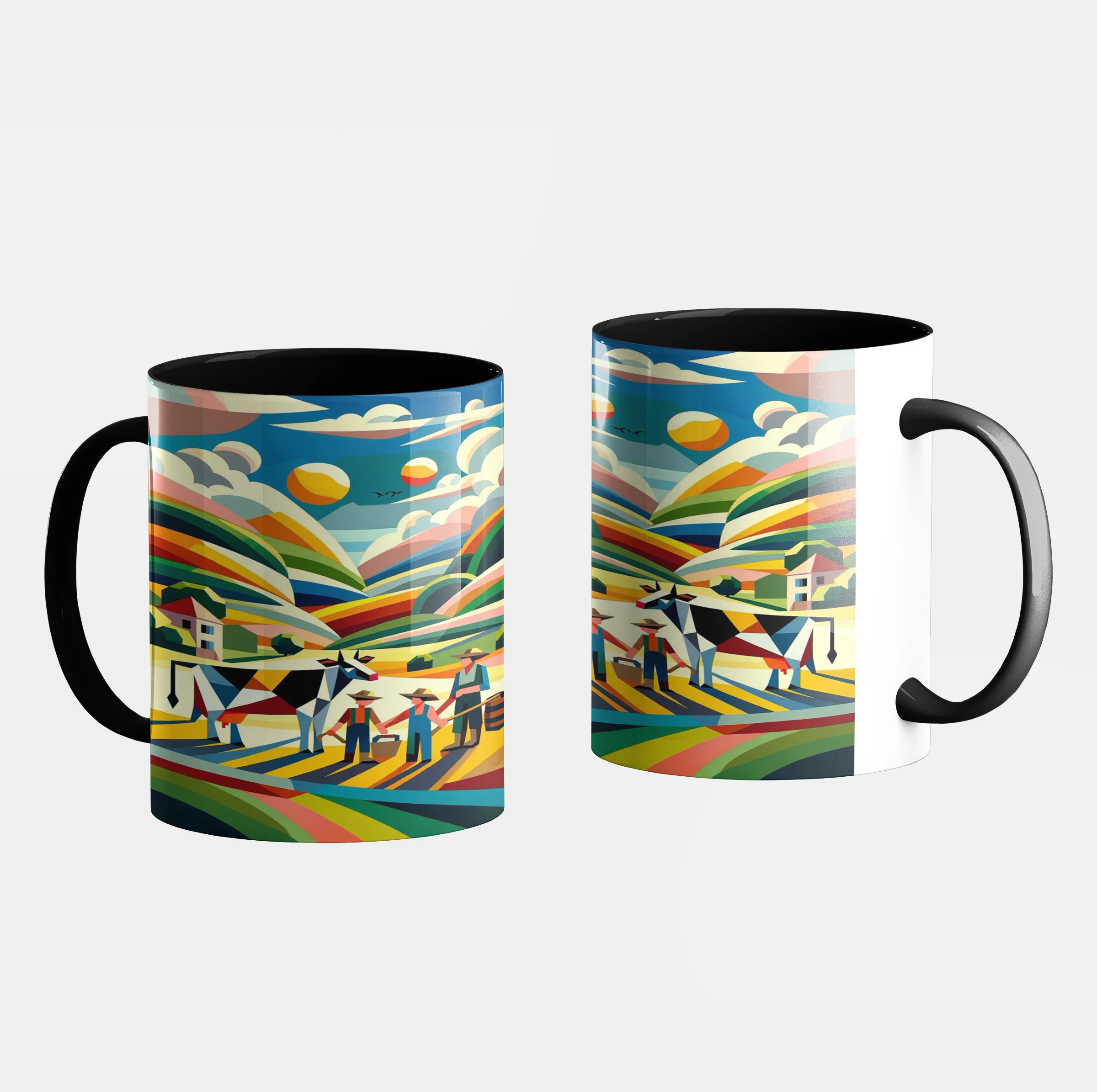 ماگ سرامیکی مدل نقاشی منظره کد 238 به همراه زیرلیوانی و پد ماوس