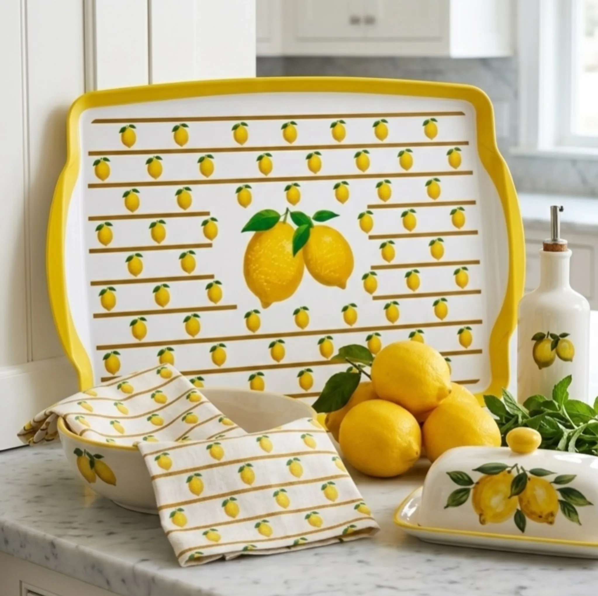 سینی دستهدار مدل Lemon سایز 40x30 سانتی متر
