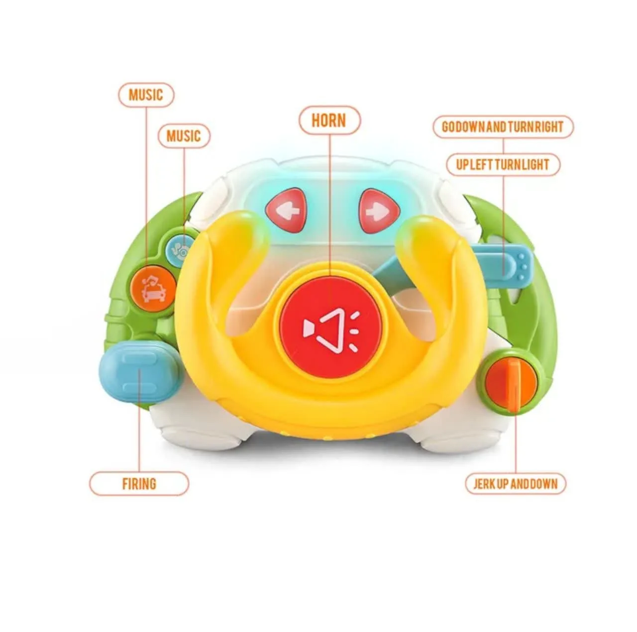 اسباب بازی ناب سل مدل فرمان موزیکال چراغدار بامزه کد BABY TOY STEERING WHEEL همراه با صدای استارت ماشین