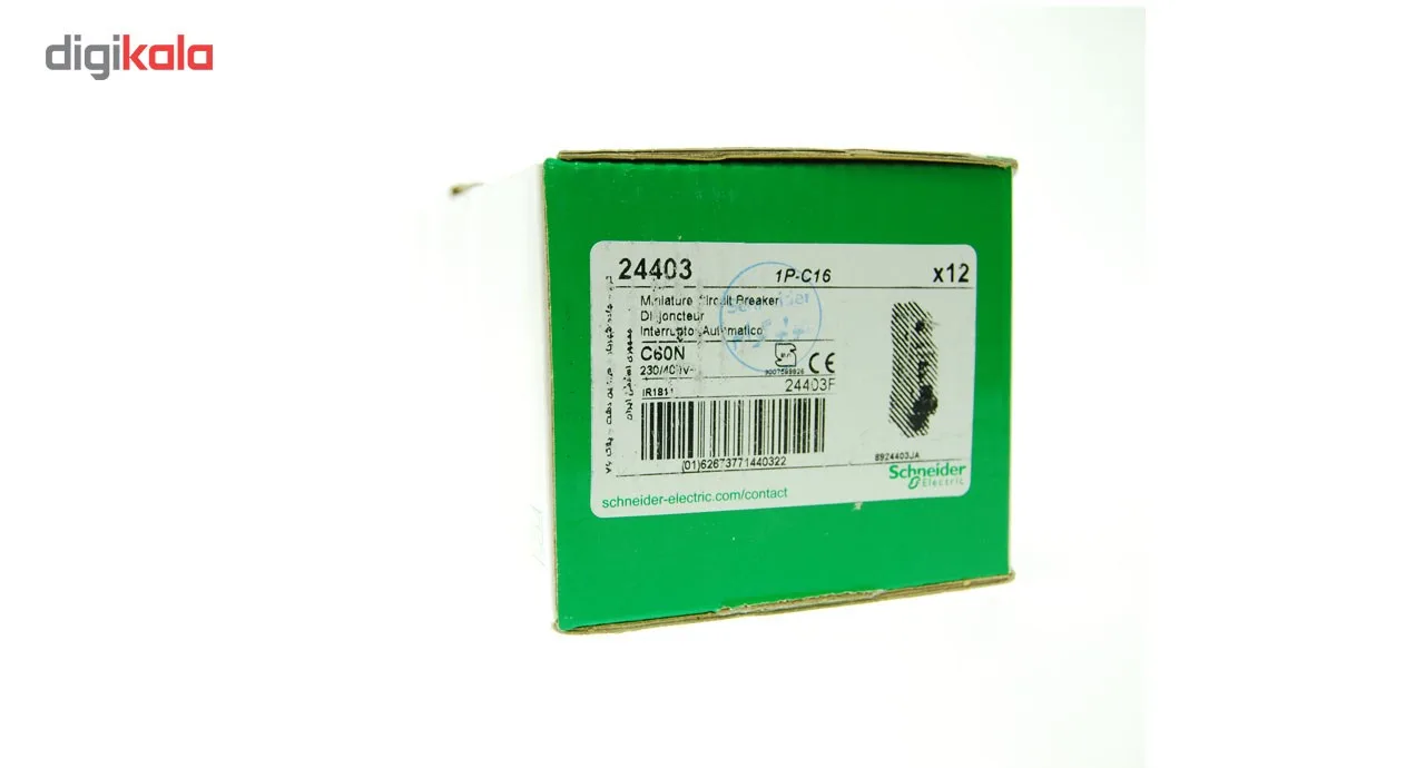 بسته 12 عددی فیوز مینیاتوری تک پل 16 آمپر اشنایدر الکتریک سری C60N مدل24403