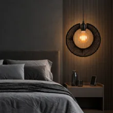 چراغ آویز طرح حلقه ای بافت دار مدل BOHO