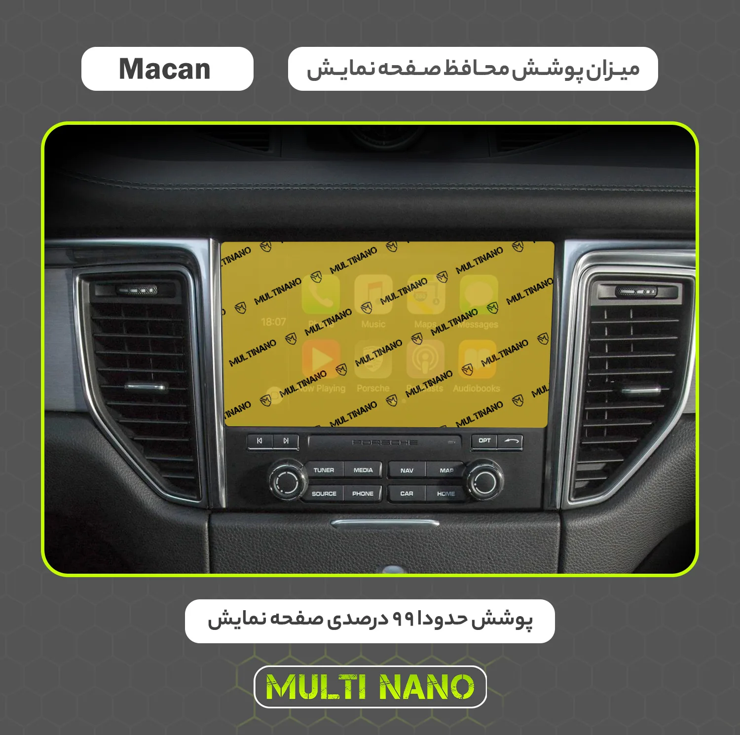 محافظ صفحه نمایش خودرو مولتی نانو مدل X-S2N مناسب برای پورشه Macan 2017 بسته دو عددی