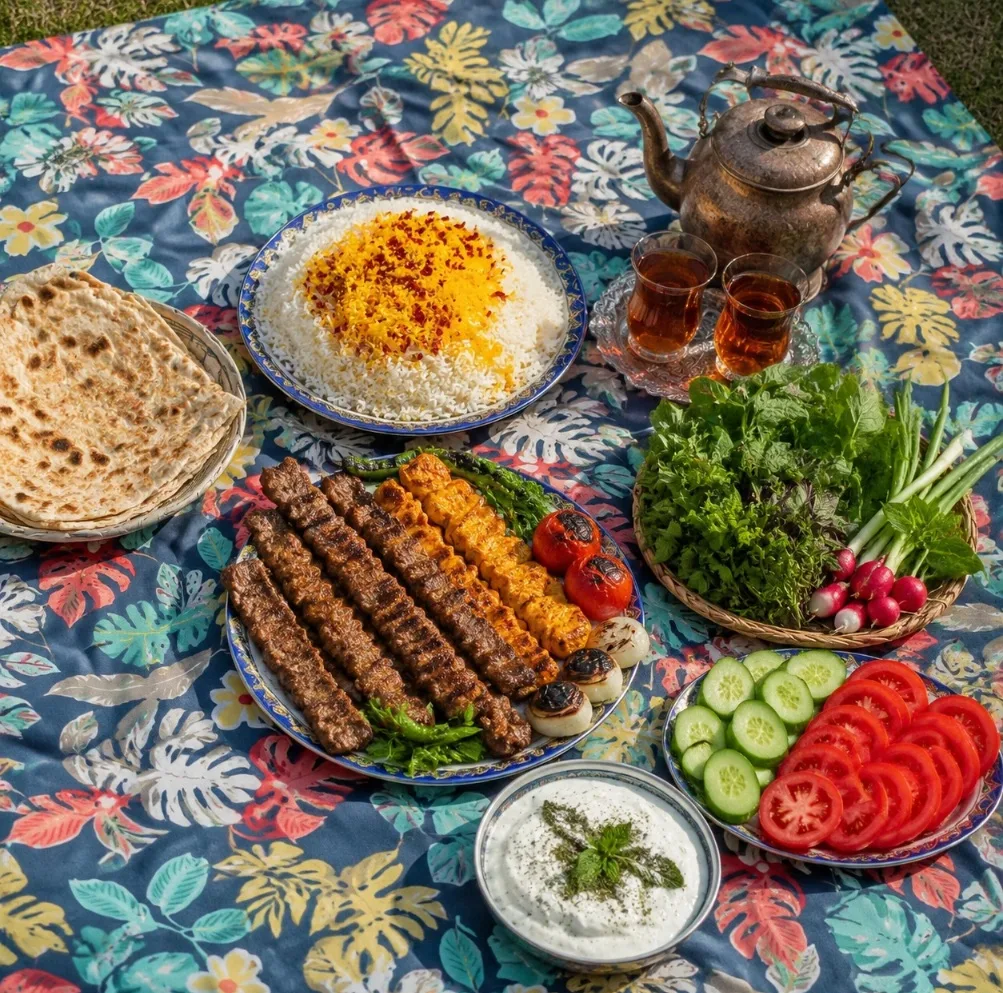 سفره 4 نفره مدل TCA080502 طرح برگی سایز 88×88 سانتی متر