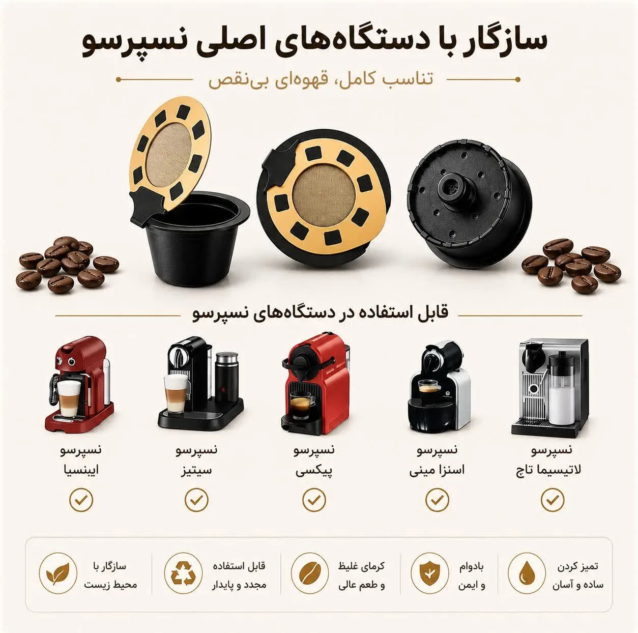 کپسول قهوه قابل شارژ مدل Nespresso F14