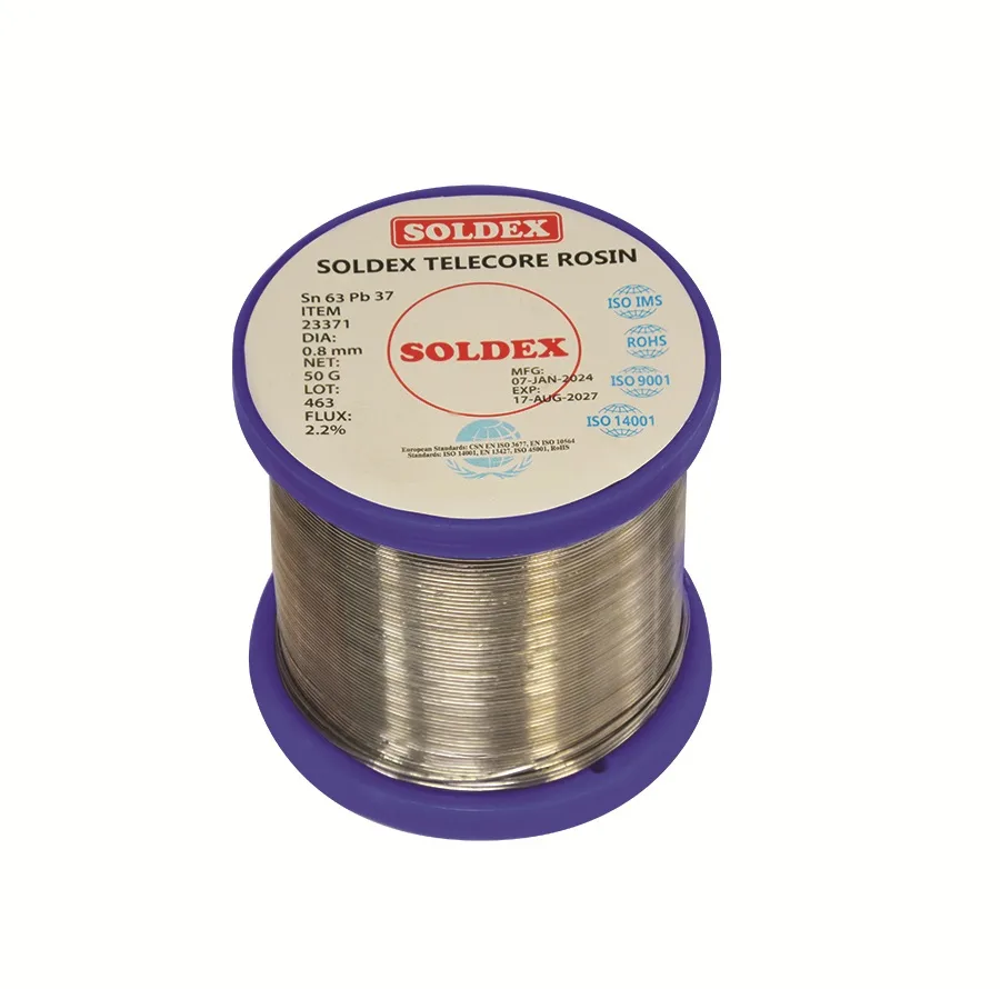 سیم لحیم سولدکس مدل SOLDEX Sn63 Pb37 وزن 50 گرم ضخامت 0.8 میلی متر