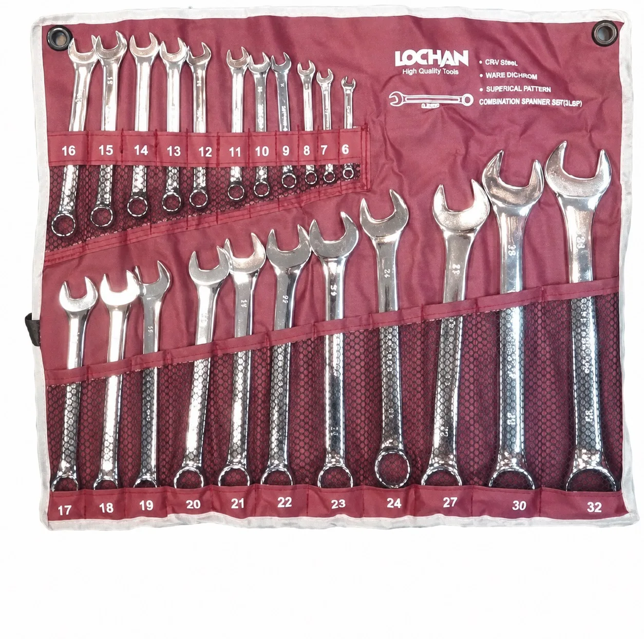 آچار یکسر تخت و یکسر رینگی لوچان مدل YP-6/32MM مجموعه 22 عددی