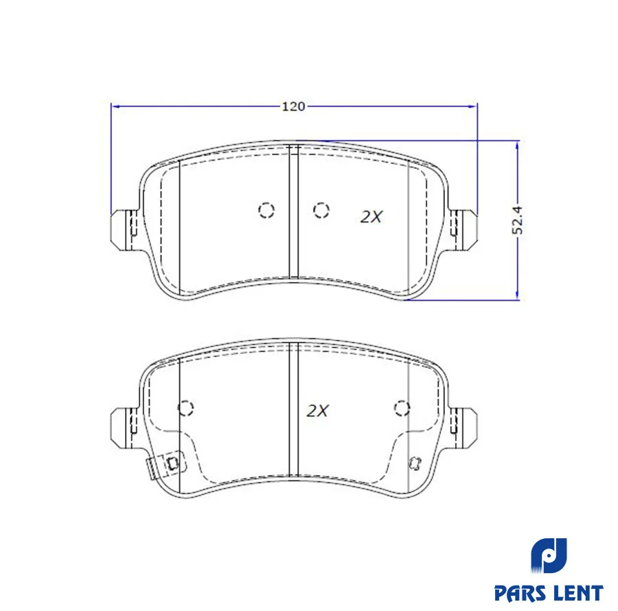 لنت ترمز دیسکی عقب خودرو لنت پارس کد 1-80210 دو جفت مناسب برای تیگو 8 پرو مکس هیبرید PHEV