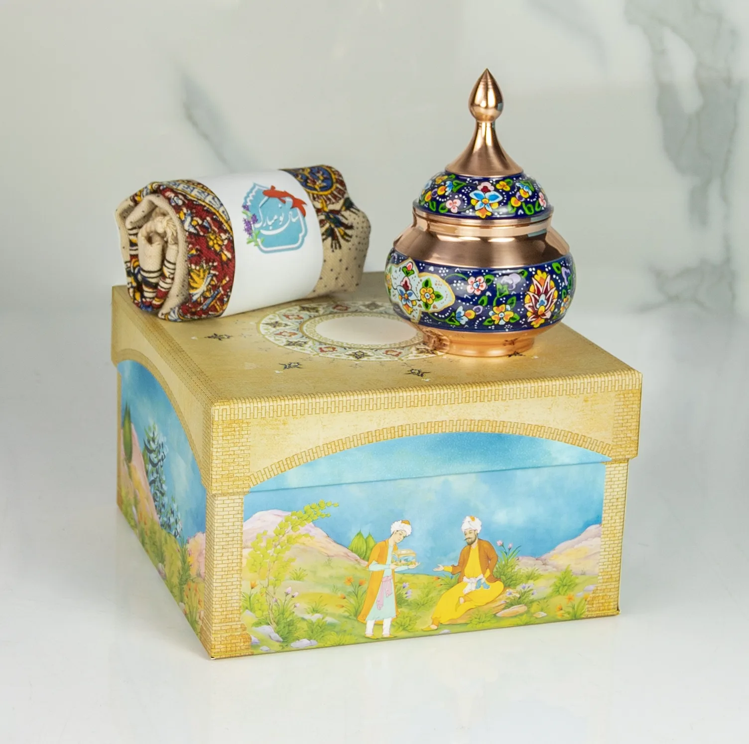 قندان مسی صنایع دستی اریسا طرح پرداز گل