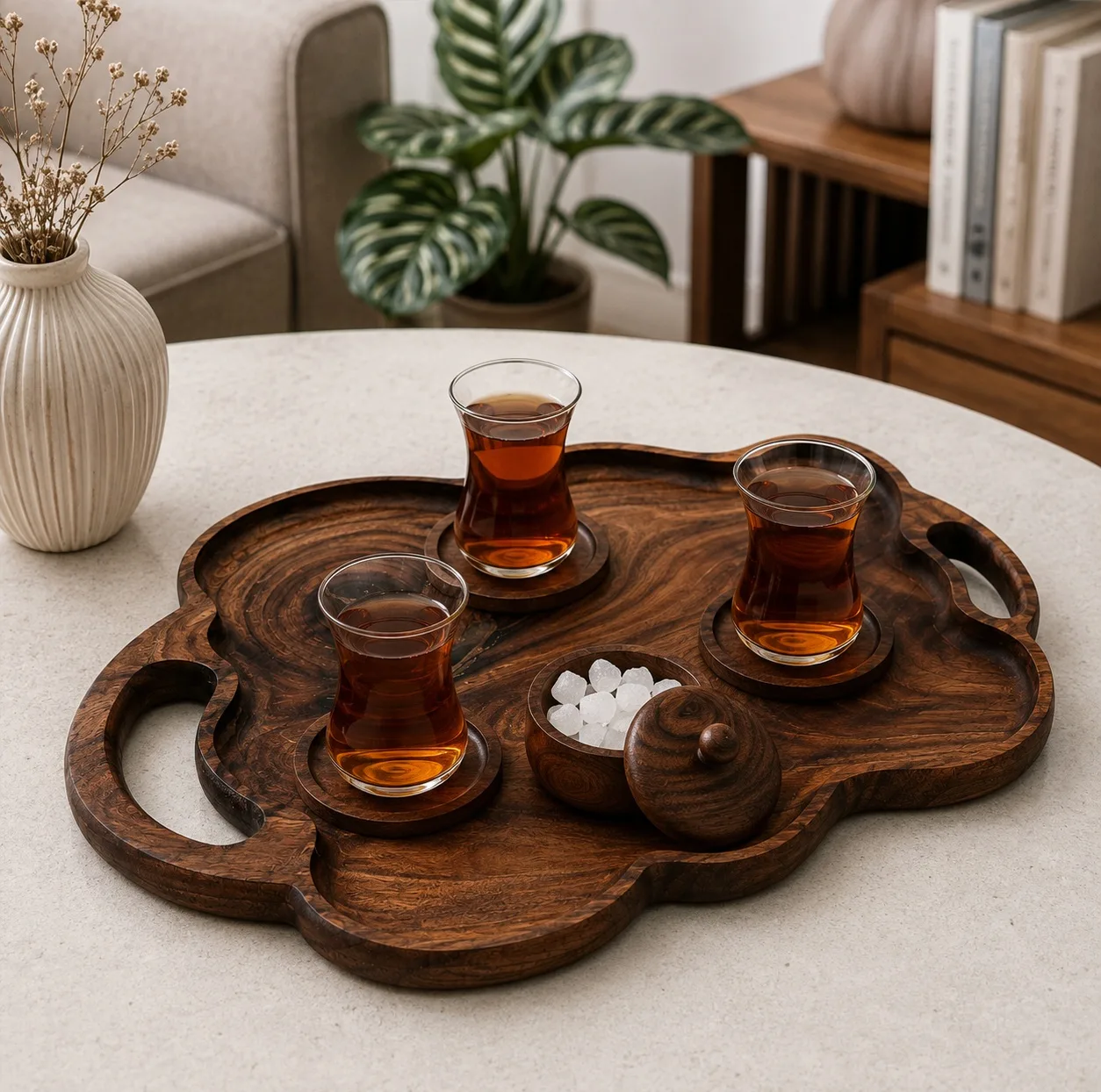 سینی چوبی مدل برگ