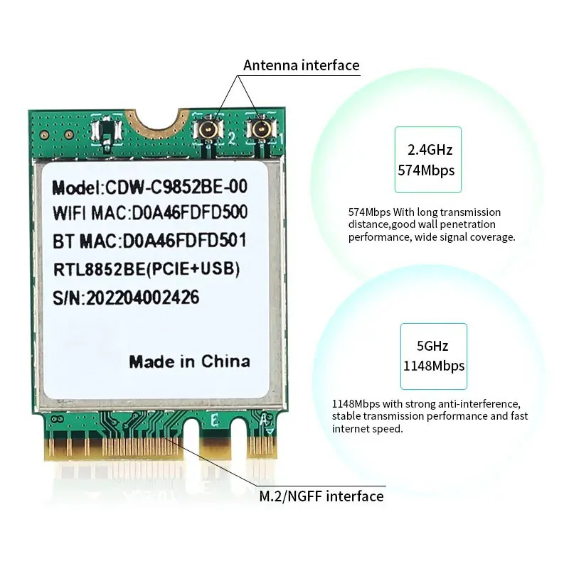 PCI کارت شبکه مدل Realtek RTL8852BE