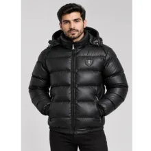 کاپشن کوتاه مردانه چرم مصنوعی با زیپ مدل Da-Km-Gh-Ch-2026-1001