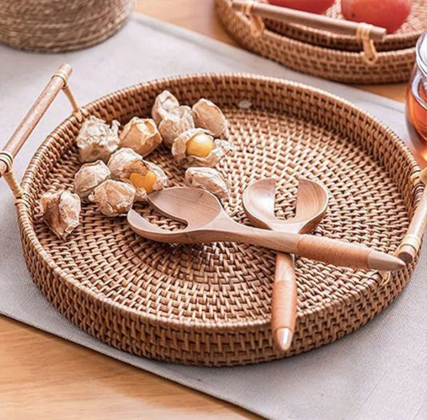 سینی حصیر بافی مدل راتان بسته 3 عددی