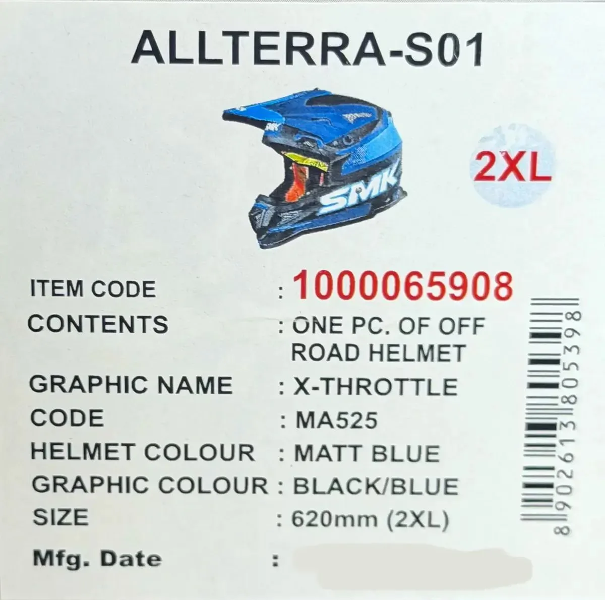 کلاه کاسکت اس ام کی مدل ALLTERRA-S01 Blue Fang کد 2319