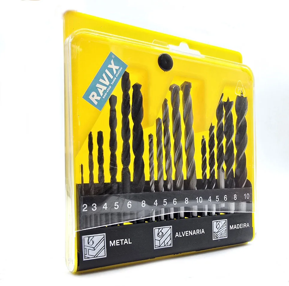 مته راویکس مخصوص چوب و آهن و دیوار  مدل  -16PCS-METAL-ALVENARIA-MADEIRA مجموعه 16 عددی