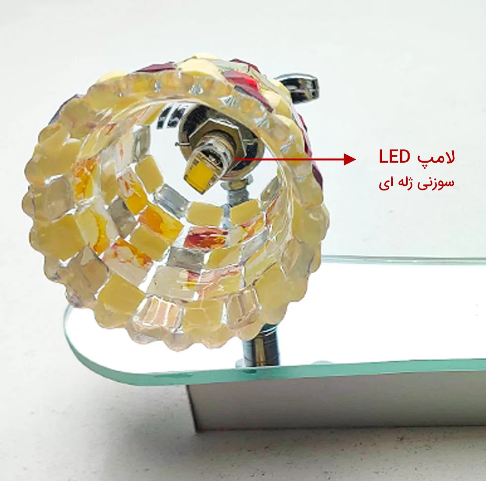 چراغ مدل بالا آینه ای کریستالی دو شعله کد 9638