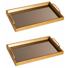 سینی دسته دار مدل کف شیشه ای  سایز 40*30 سانتی متر بسته 2 عددی