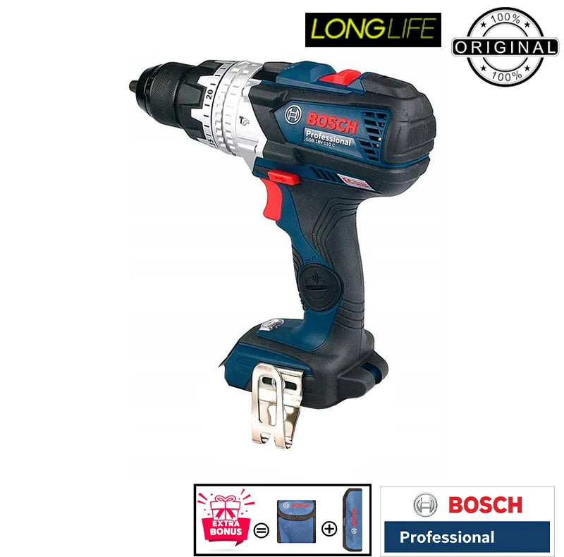 دریل پیچ گوشتی شارژی چکشی 18 ولت بوش مدل ( GSB 18V-110 C Brushless ( Without battery and charger