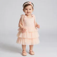 ست پیراهن و هدبند دخترانه ژاکید مدل سنبل