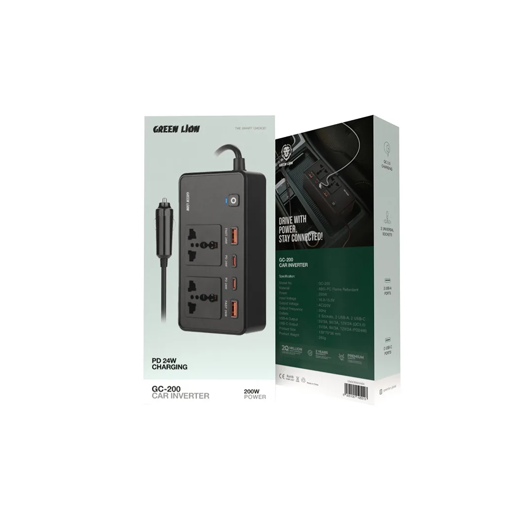 مبدل برق خودرو گرین لاین مدل CG-200 Car Inverter