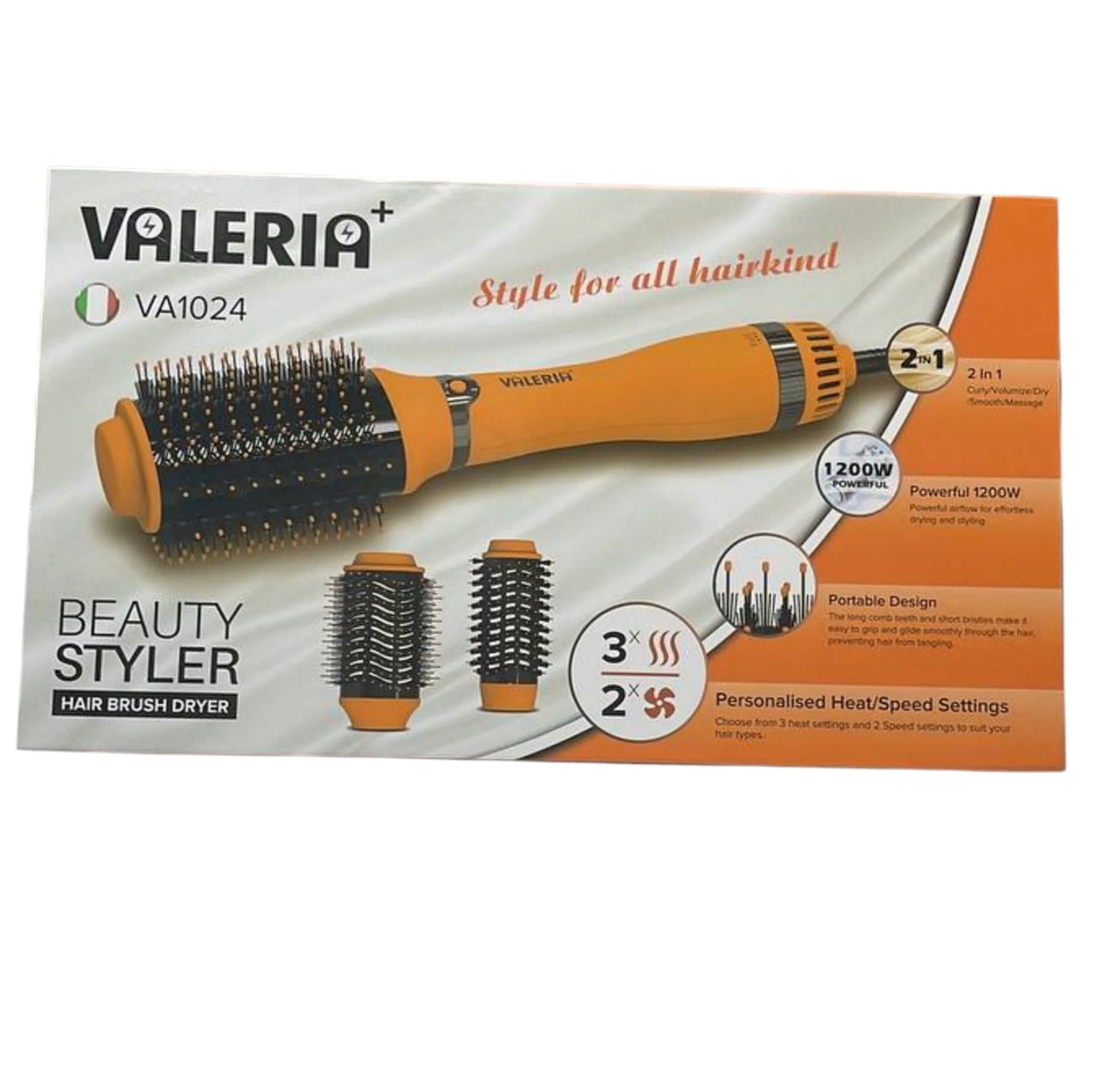 سشوار حرفه ای برس دار حالت دهنده 1200 وات والریا پلاس مدل VA1024 2in1