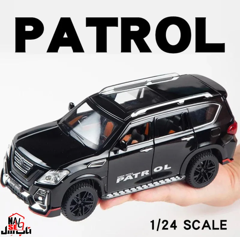 ماشین بازی ناب سل مدل نیسان پاترول فلزی موزیکال چراغدار عقب کش کد Musical and Light-Up Metal Patrol Toy Car