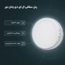 پنل سقفی ال ای دی 24 وات زمان نور مدل روکار