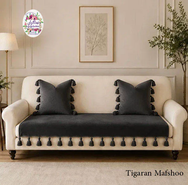 کوسن تیگران مفشوو مدل BIGMNL سایز 38×38 سانتی متر مجموعه 2 عددی به همراه شال مبل