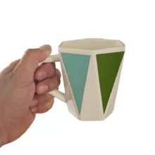 لیوان سرامیکی مدل ۶ گوش بسته ۲ عددی