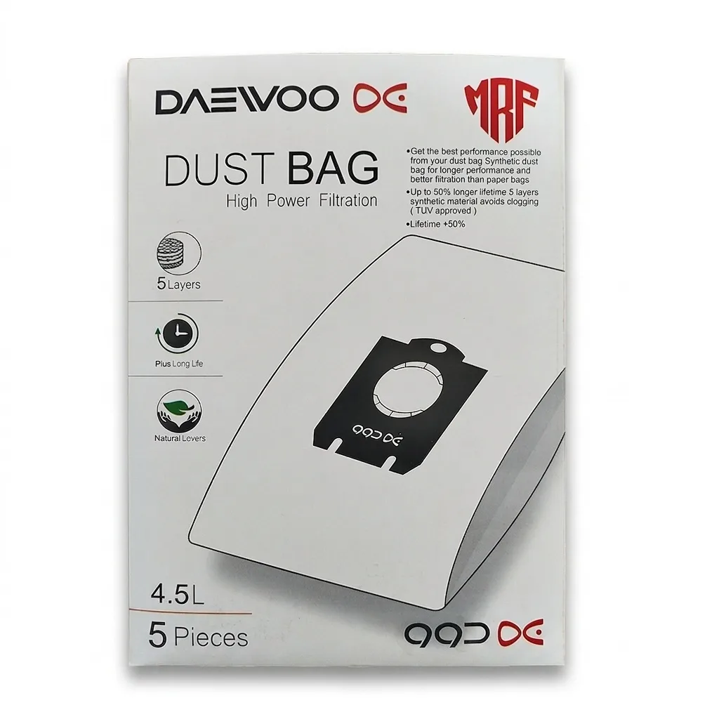 کیسه جاروبرقی دوو مدل espero DVC-S22P  میکرو فیلتر5لایه مناسب جاروبرقی دوو اسپرو بسته 5 عددی