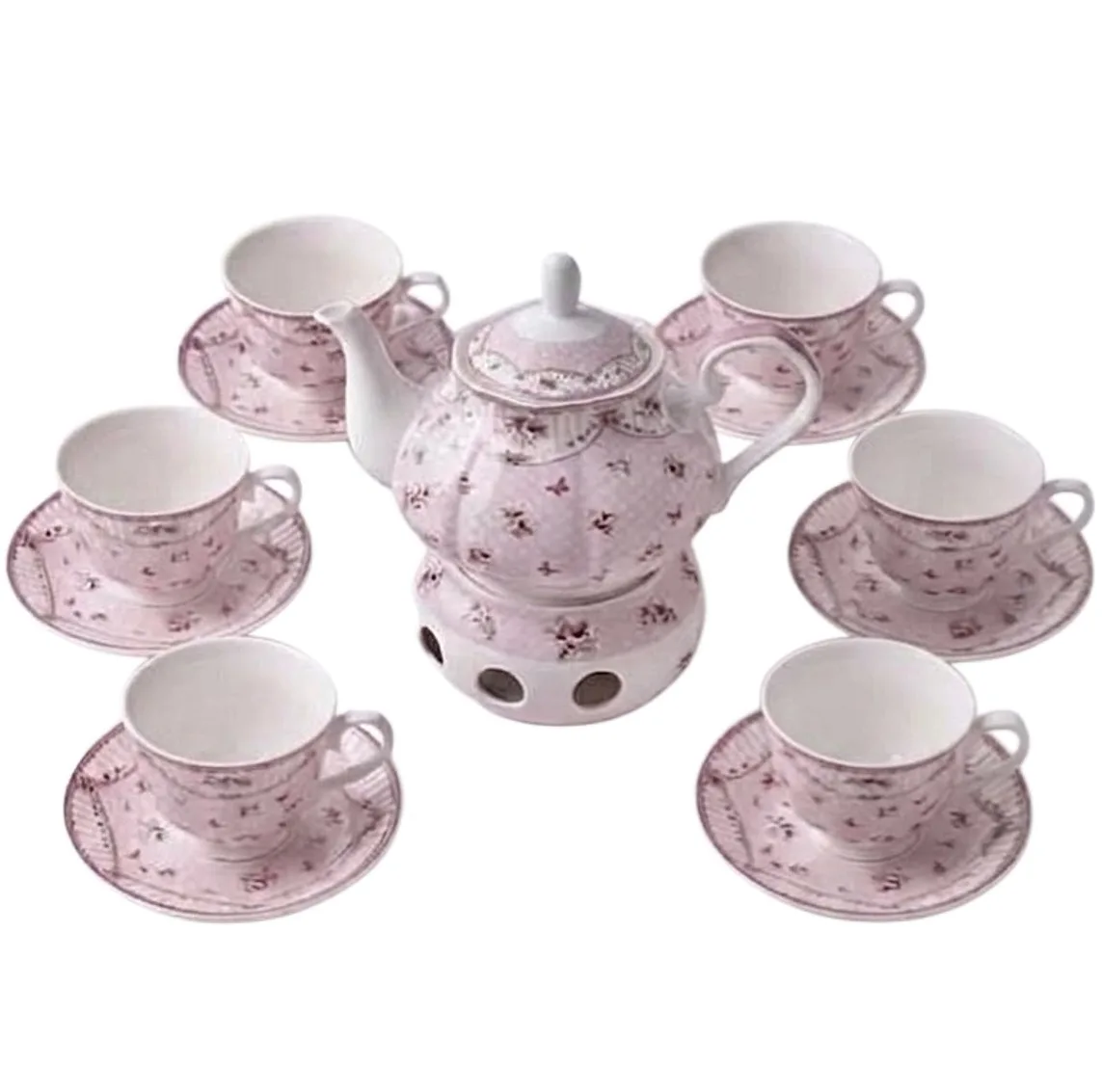 سرویس چای خوری 15 پارچه 6 نفره نیو وان مدل Pink Ribbon