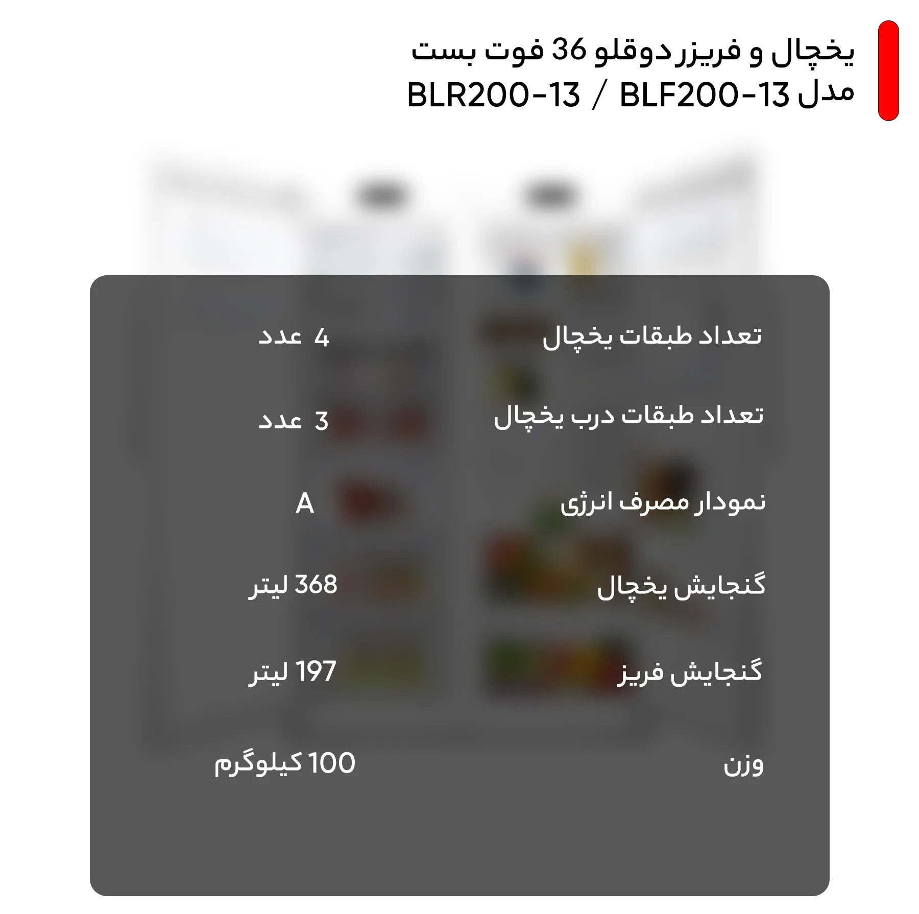 یخچال و فریزر دوقلو 36 فوت بست مدل BLR200-13 / BLF200-13