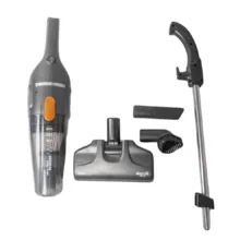 جارو شارژی عصایی درما مدل DX115C با قدرت موتور 600 وات، ظرفیت مخزن 1.2 لیتری، سیستم فیلتراسیون سیکلون و هپا، وزن 1.5 کیلوگرم و طول سیم 5 متر، مناسب برای تمیزکردن سطوح سرامیک، پارکت و سنگ
