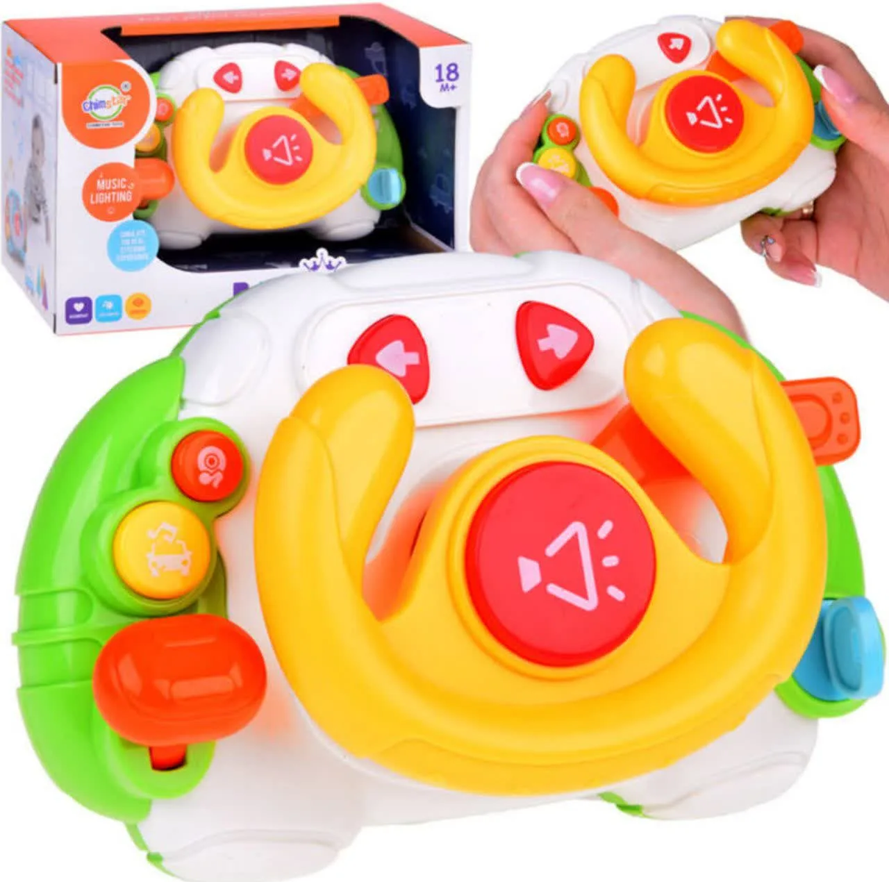اسباب بازی ناب سل مدل فرمان موزیکال چراغدار بامزه کد BABY TOY STEERING WHEEL همراه با صدای استارت ماشین