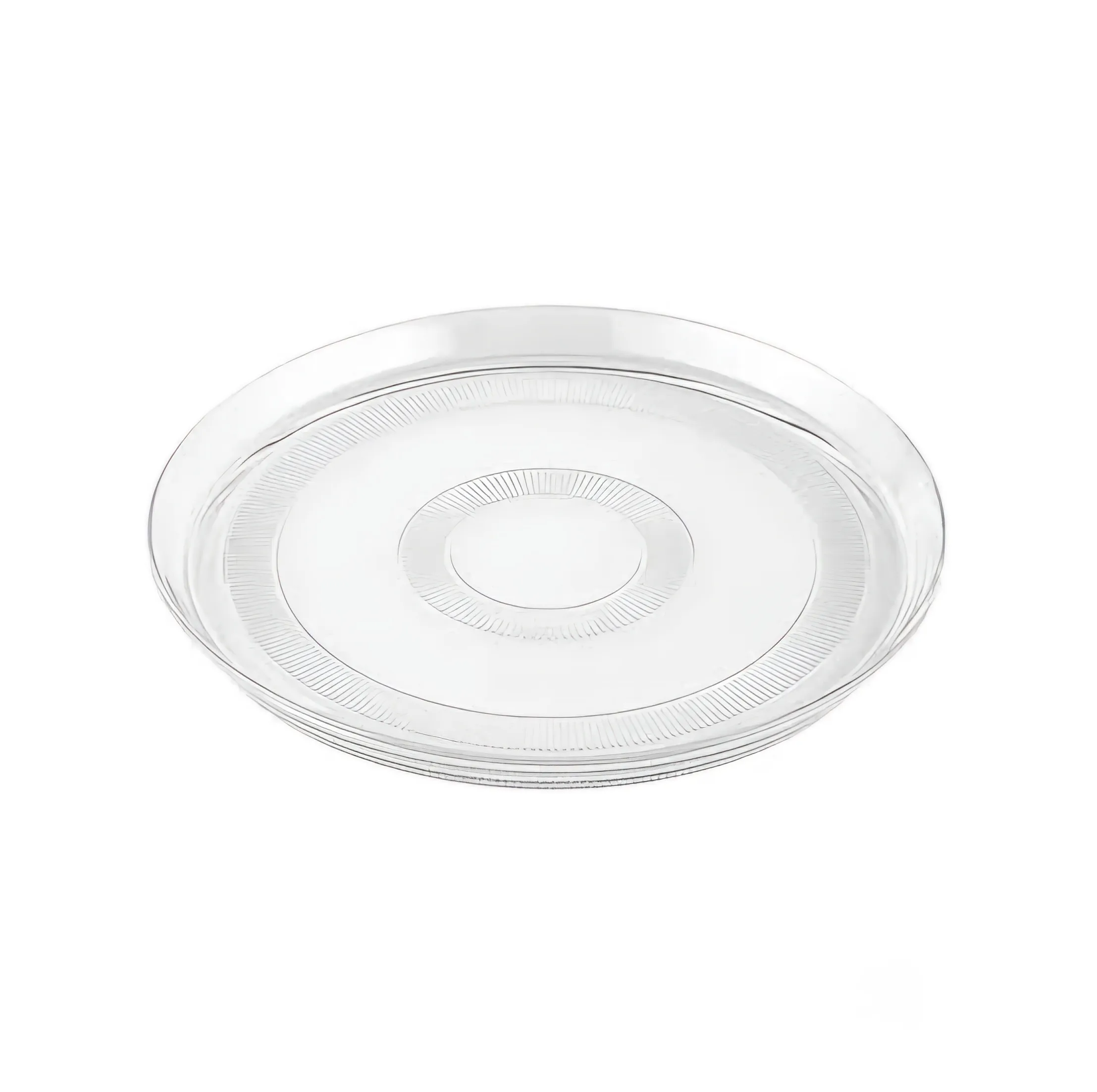دیس شیشهای لیمون مدل گرد کد HS2437، ابعاد 30×30×2.5 سانتیمتر، ضدشوک حرارتی، مناسب پیتزا، برنج و کیک